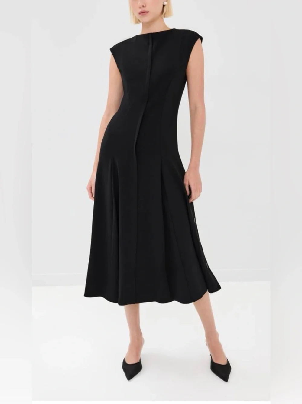 Proenza Schouler Women's Georgia Dress Black Sleeveless A-Line Dress - Picture 3 of 15